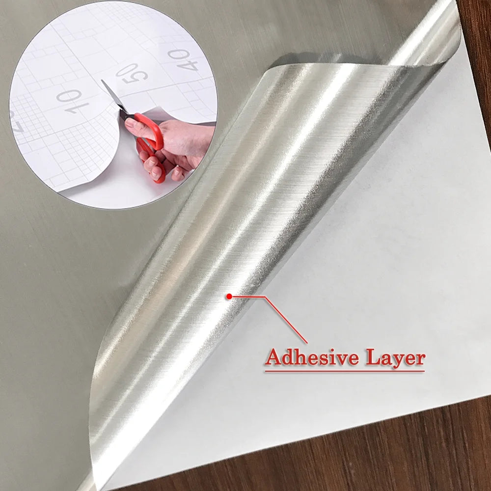 Brushed Silver Stainless Steel Self Adhesive Vinyl Film 24"x394" N5085
