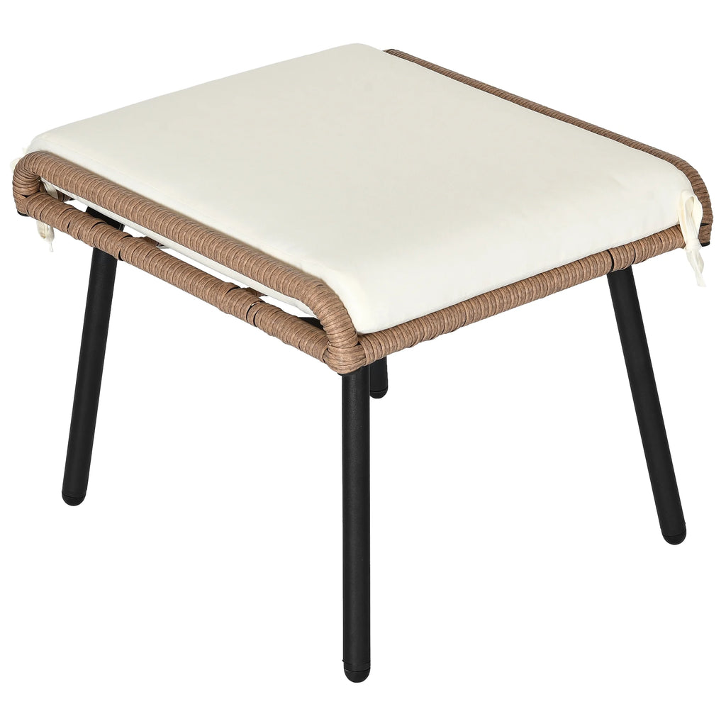 Beige Set of 2 Patio Ottoman with Cushion F899675