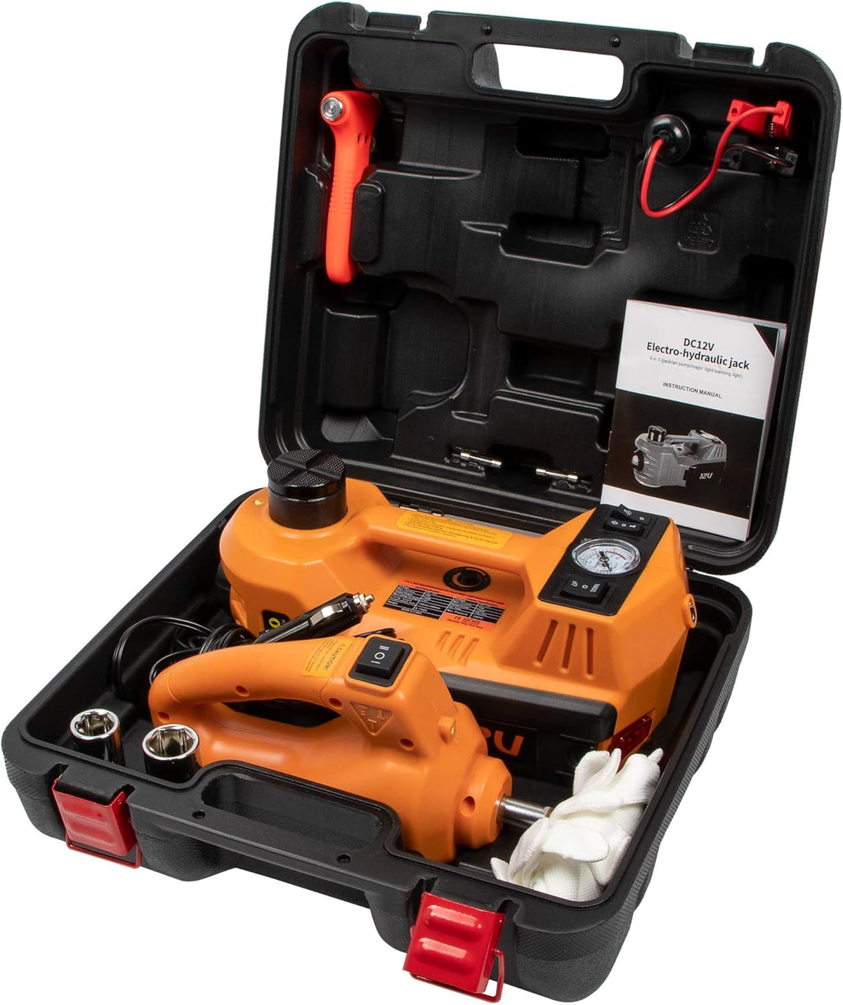 4 in 1 Electric Hydraulic Car Jack 3 Ton with Tire Inflator Pump and Electric Wrench W9145