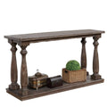 Weathered Brown Sofa Table with Turned Legs and Open Shelf L1965