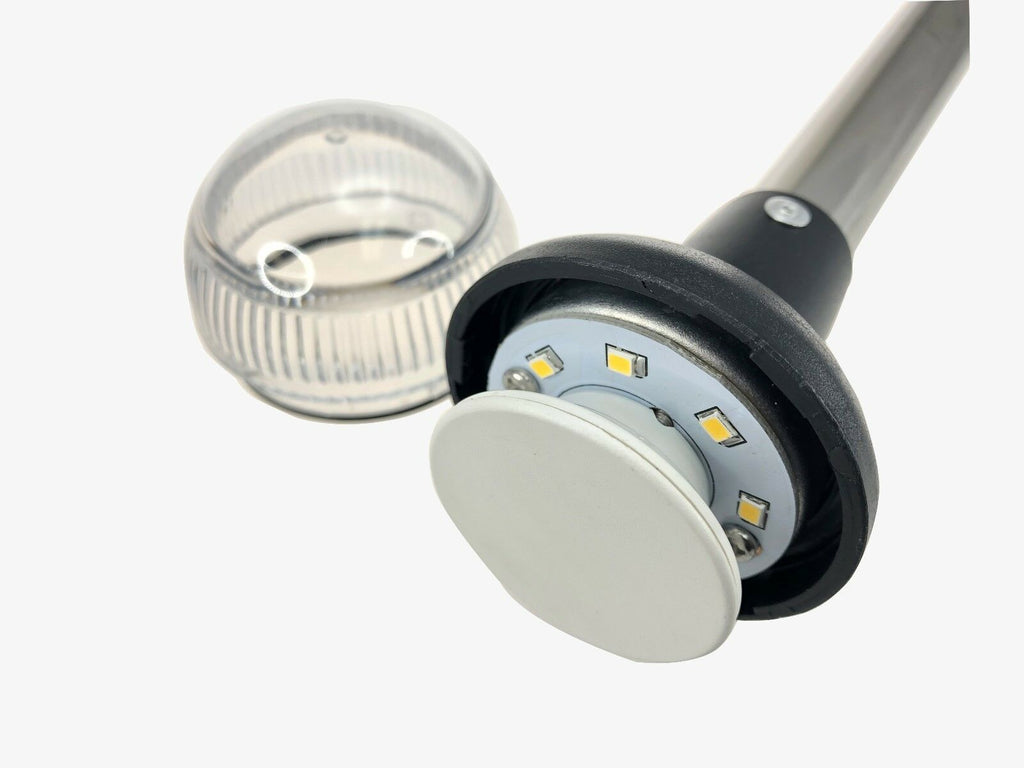 Boat LED All Round Anchor Light Pole 24" Collar Black Base Socket 2 Pins Wired 90 Degrees Q55634