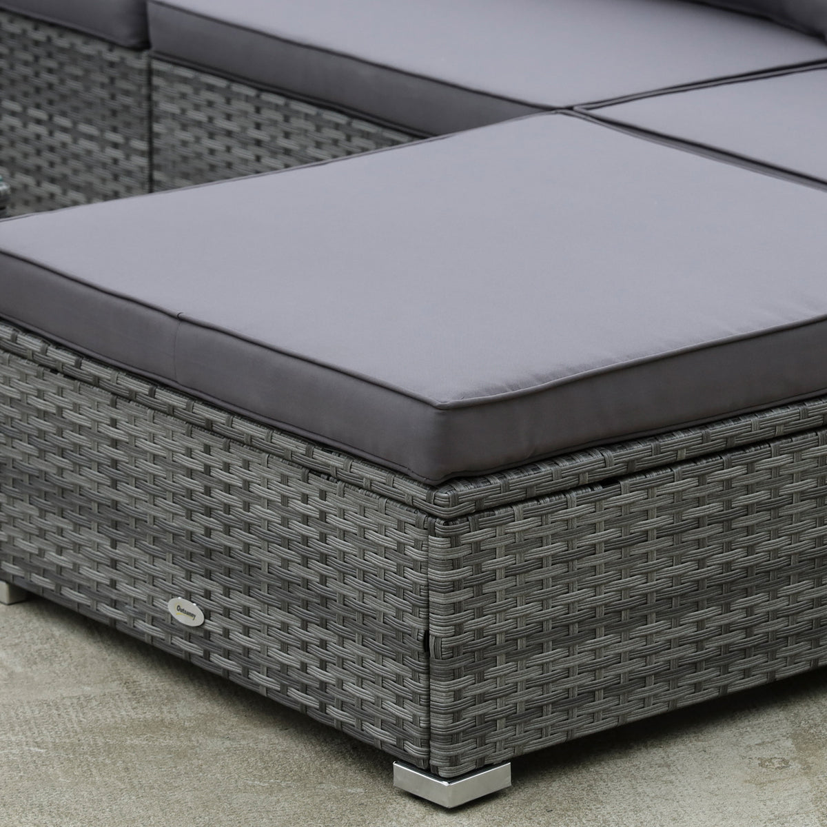 8 Pieces Gray PE Rattan Sectional Sofa with Tempered Glass Table M19518