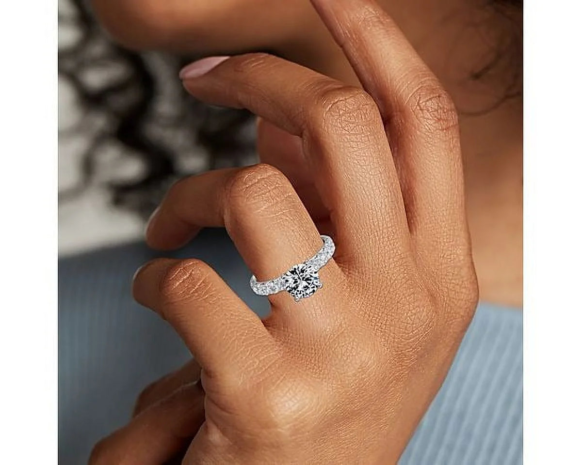 14K White Gold Solitaire Ring with Accents L642106