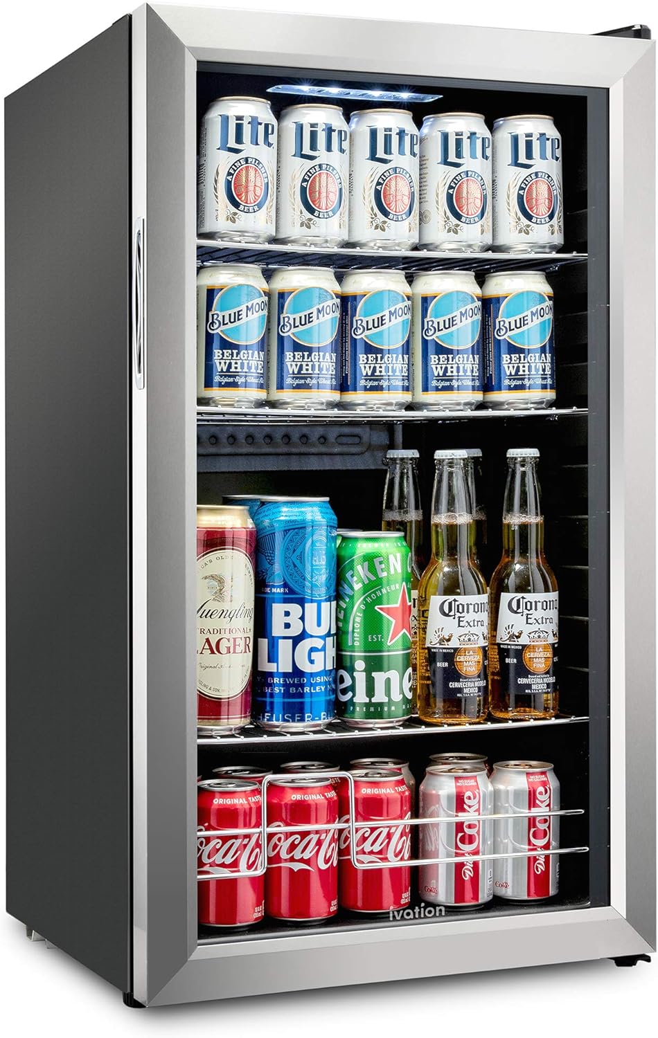62 Can Stainless Steel Beverage Refrigerator with Reversible Glass Door Q219898