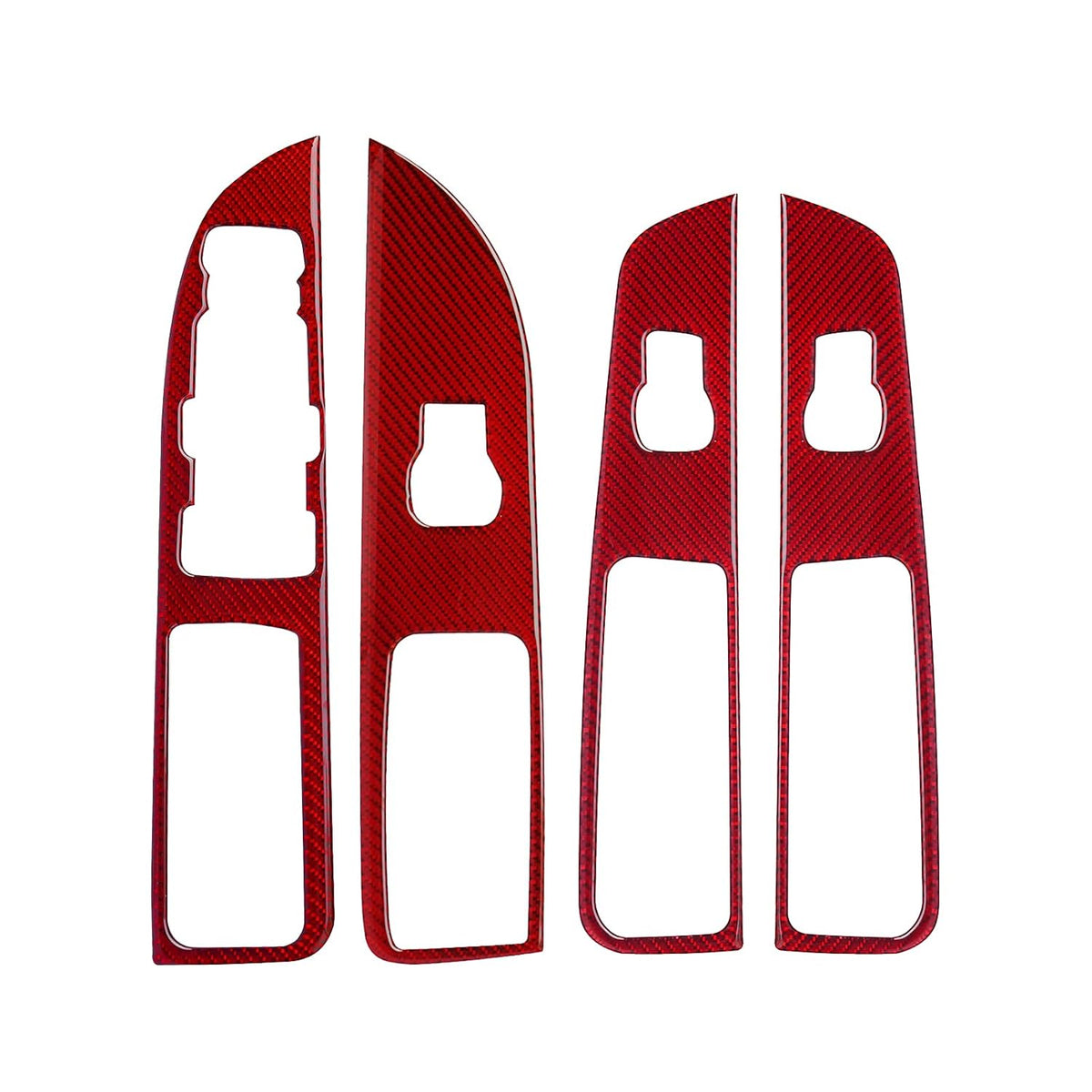 Carbon Fiber Door Window Lift Control Panel Cover Trim Sticker (Red) Pack of 2 Q69213