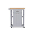 Light Grey Kitchen Cart with Wood Top I473
