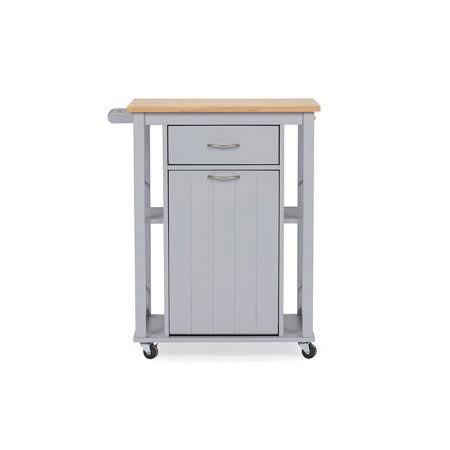 Light Grey Kitchen Cart with Wood Top I473