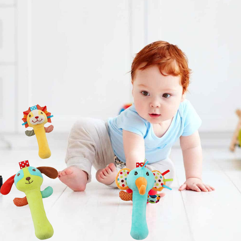 3 Pack Baby Rattles Toys Soft Rattle Sensory Toys Stuffed Animals Hand Grip Set I9845