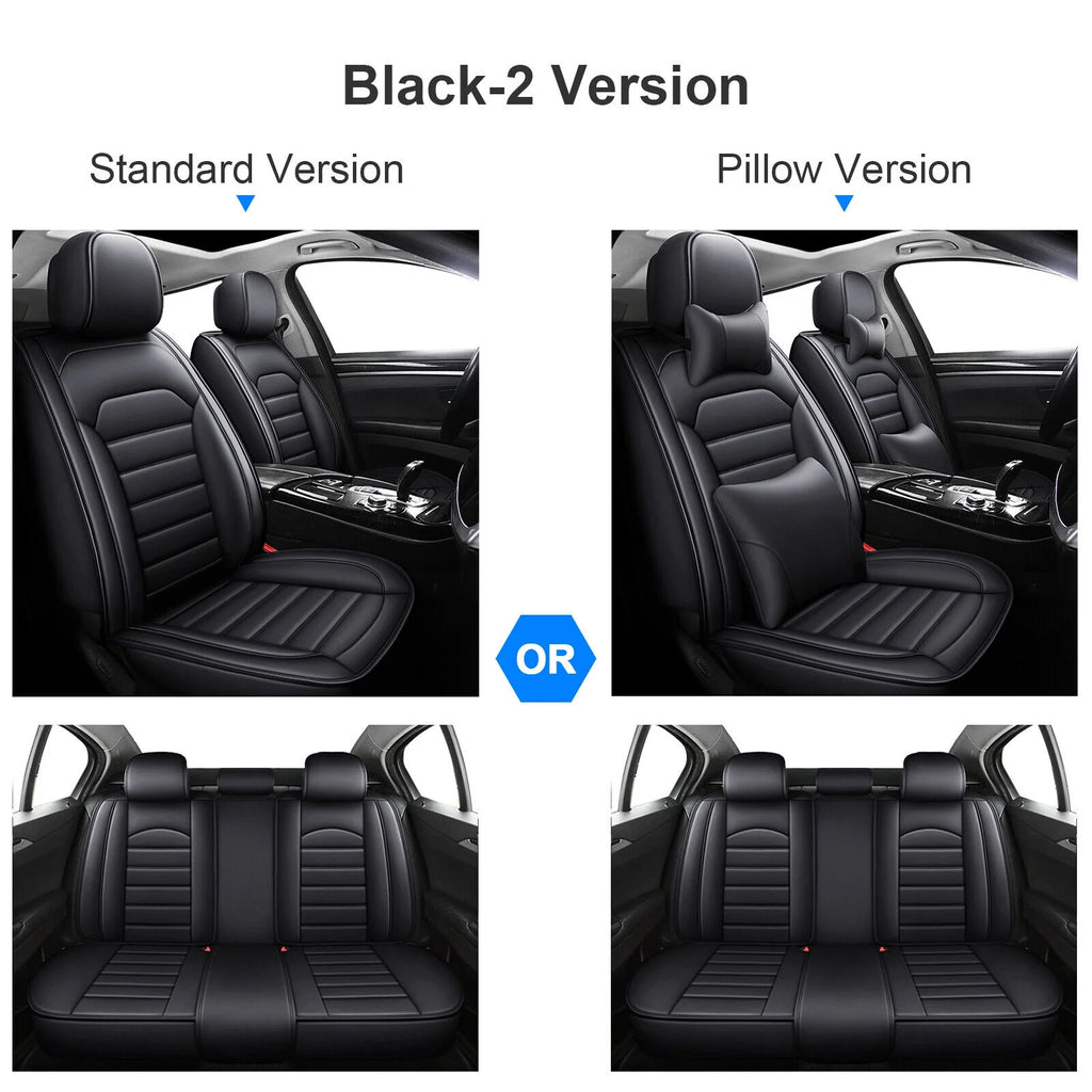 Black Waterproof Pu Leather Full Set Car Seat Covers D66618