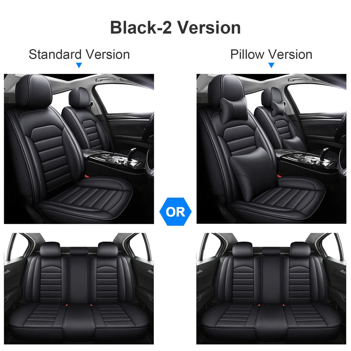Black Waterproof Pu Leather Full Set Car Seat Covers D66618
