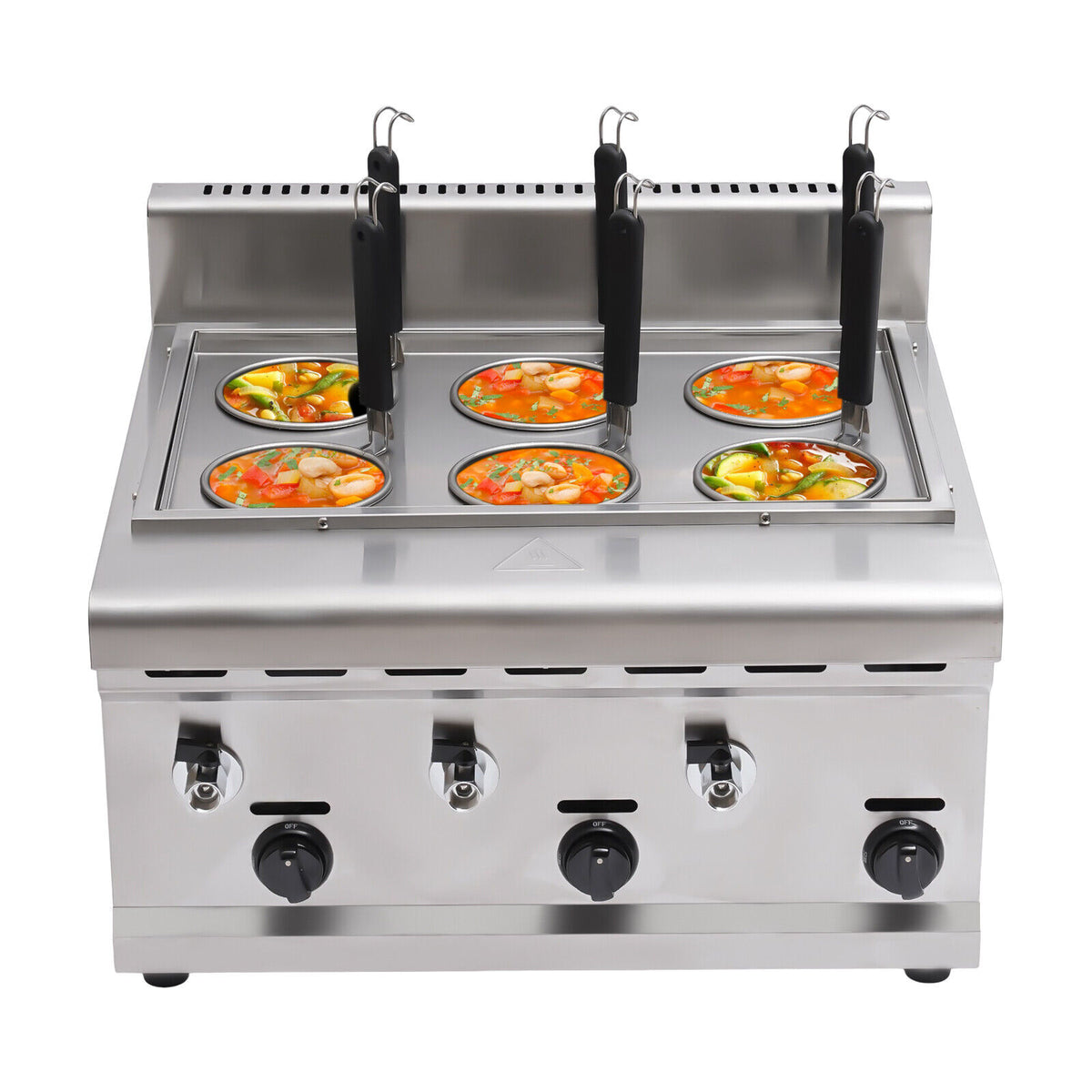 6 Holes LPG Propane Gas Commercial Pasta Cooker with 2 Tanks E922591