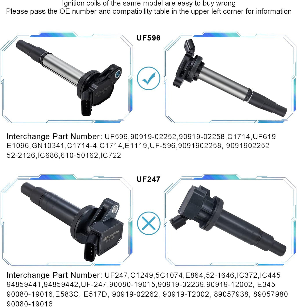 Pack of 4 Ignition Coil Pack Compatible with Corolla 1.8L 2.4L L4 C1750