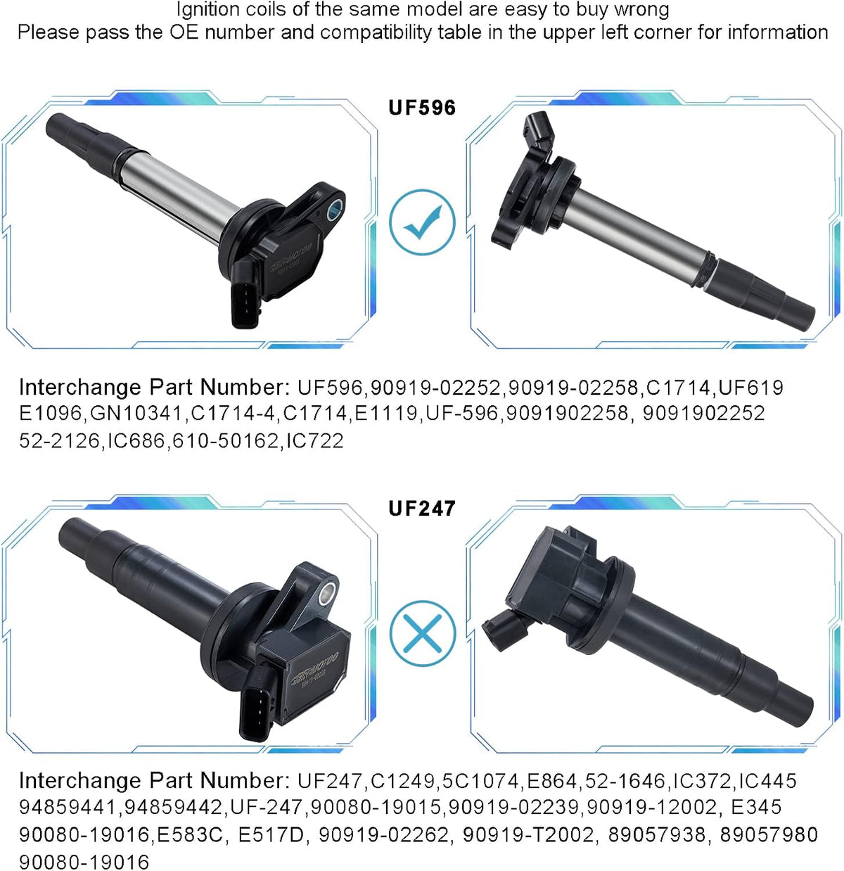 Pack of 4 Ignition Coil Pack Compatible with Corolla 1.8L 2.4L L4 C1750