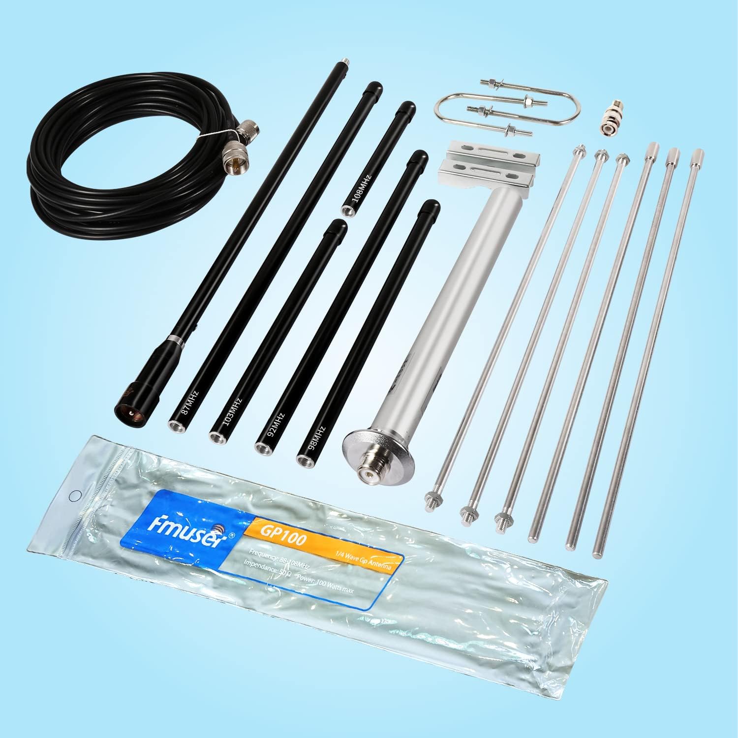 1/4 Wave Outdoor FM Broadcast Antenna with 8M Cable A90399