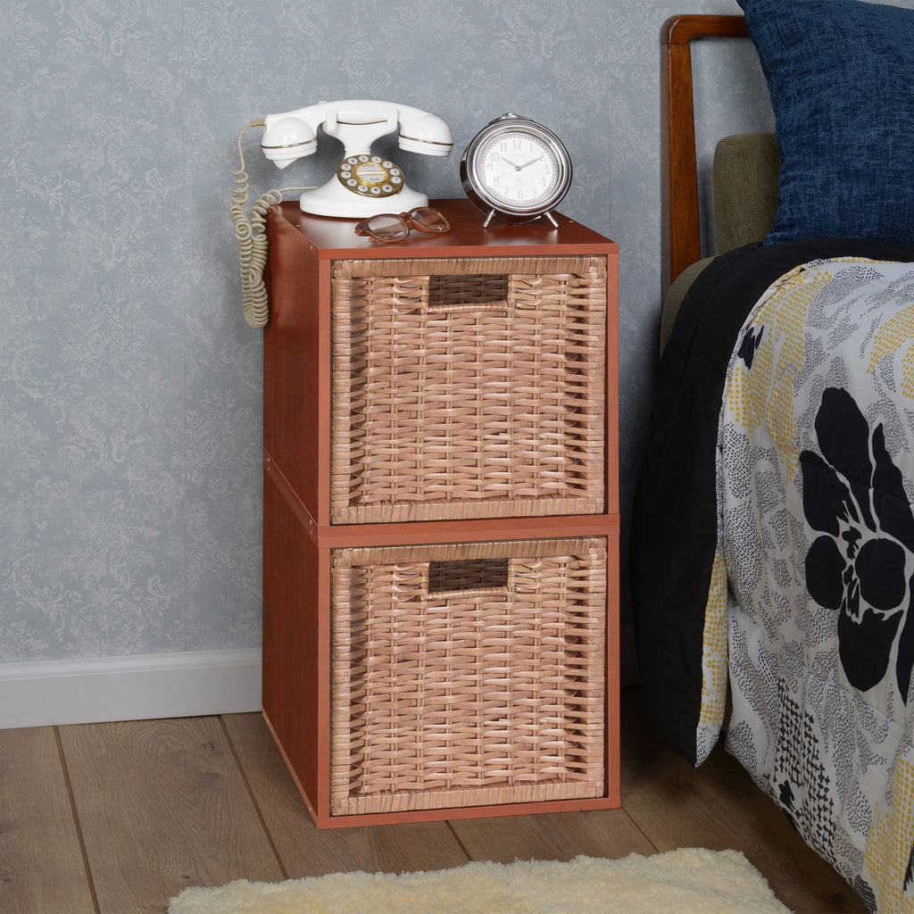 Truffle/Natural 2 Cubes and 2 Wicker Baskets Storage Set Y220866