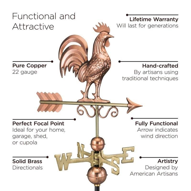 Square Vinyl Cupola with Rooster Weathervane V5470