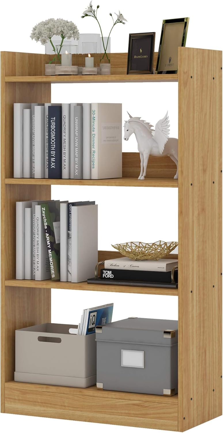 4 Tier Etagere Bookcase Storage Shelf Light Walnut Brown G118403
