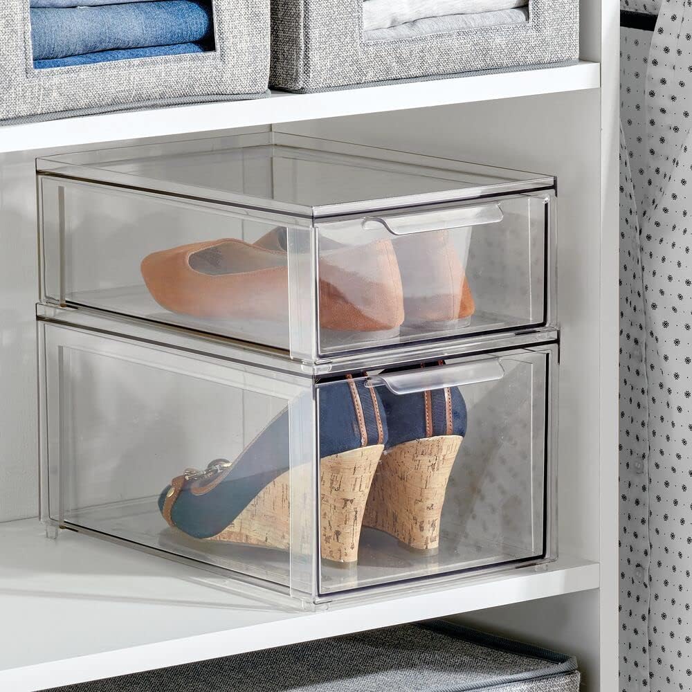 Clear Plastic 4 Pack Stackable Storage Drawer J3107