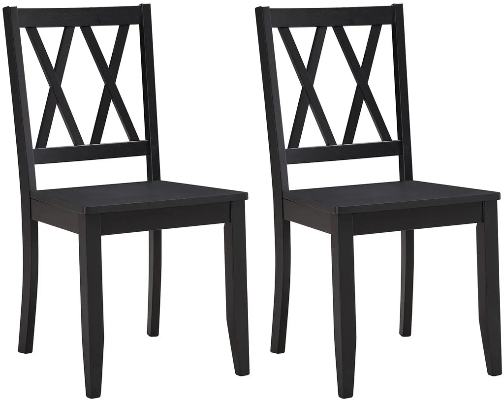 Black Rubberwood Cross Back Dining Chairs Set of 2 Z7495