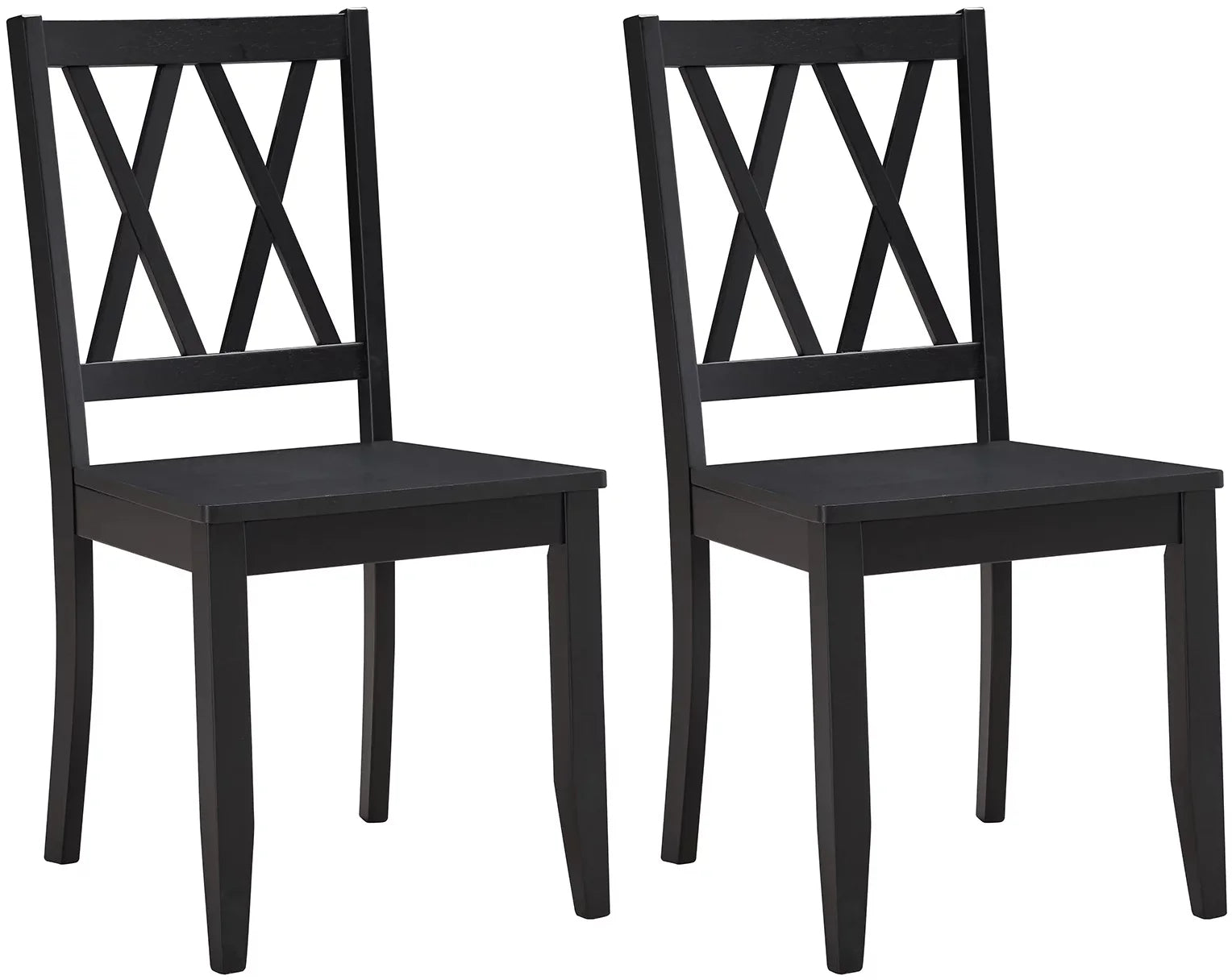 Black Rubberwood Cross Back Dining Chairs Set of 2 Z7495