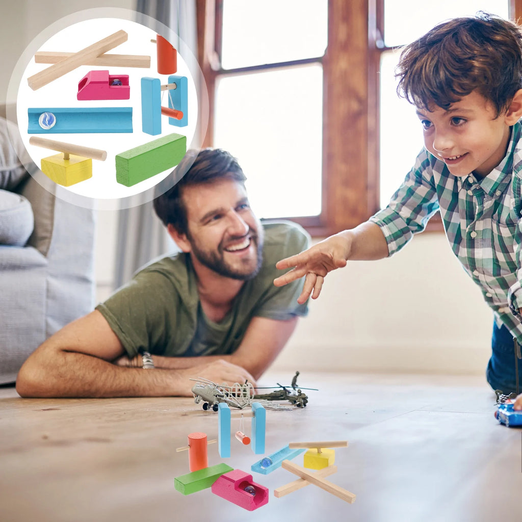 1 Set of Wooden Dominoes Blocks Building Toy E683443