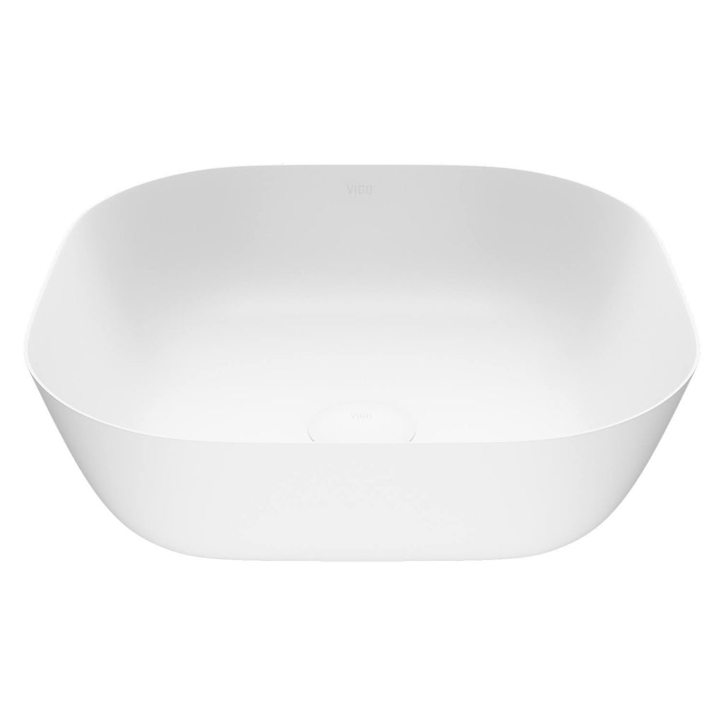 Matte Stone Vessel Bathroom Sink (White) E226