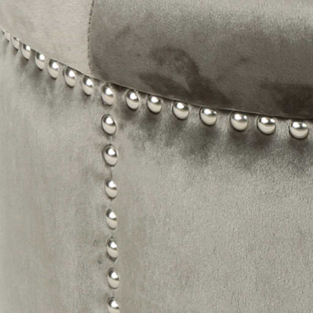 Grey Velvet Tufted Ottoman V9371