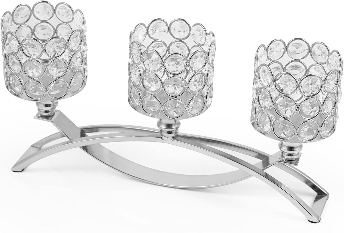 Gold 3 Arm Crystal Candle Holders P886