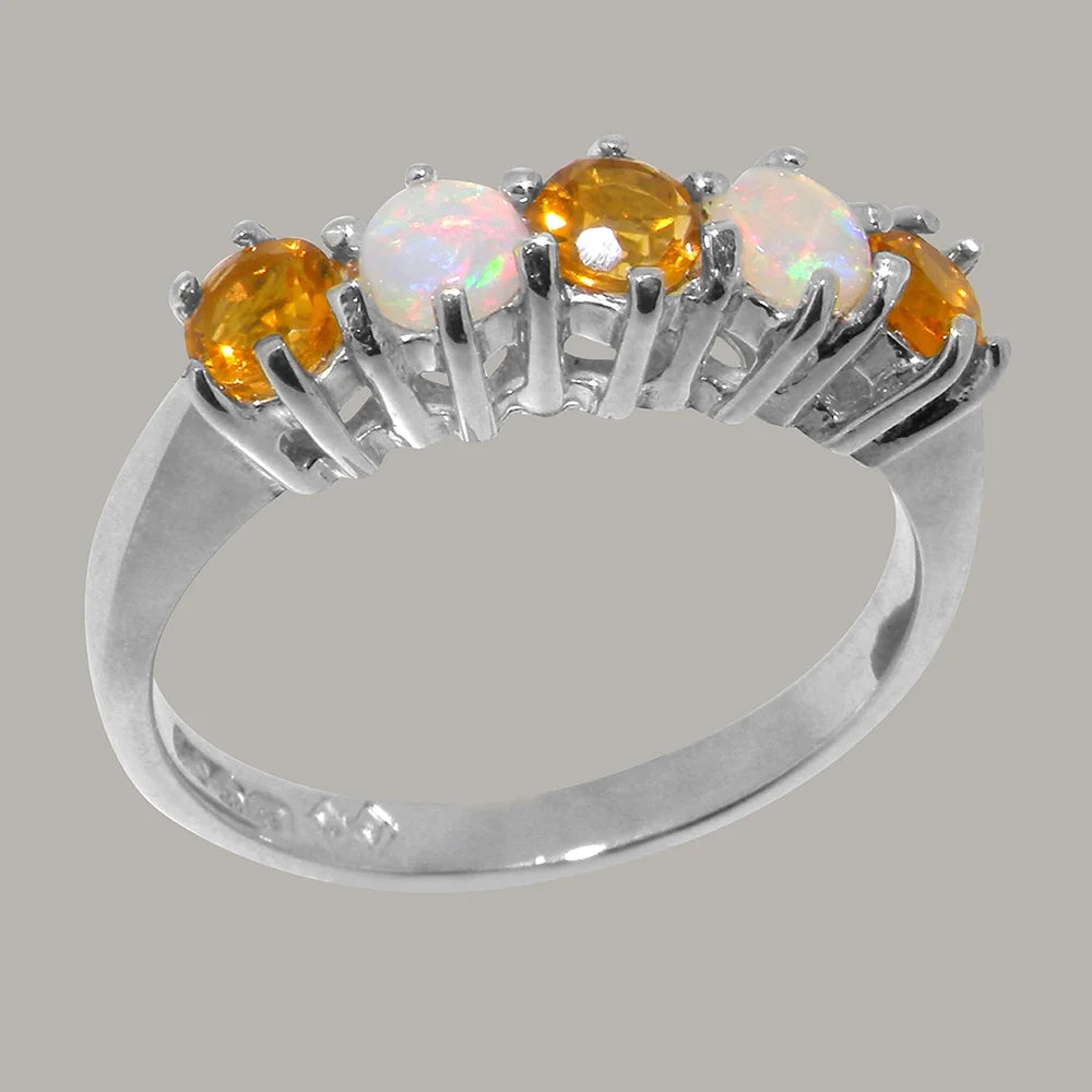 Sterling Silver Citrine & Opal Eternity Ring Size 10 Z382002