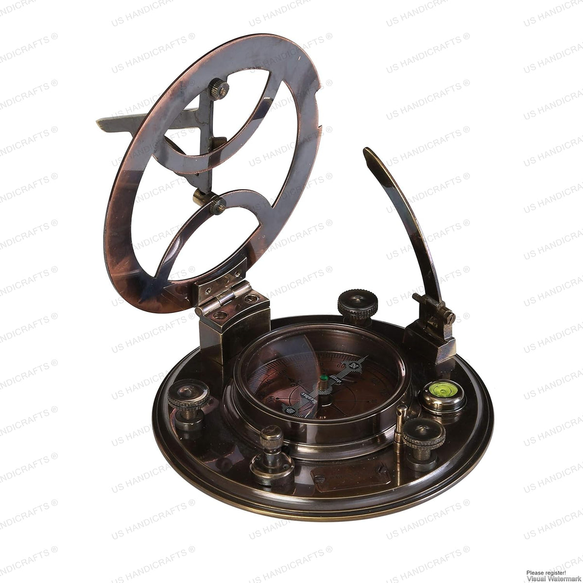 Sundial Compass with Black Wooden Case Brass Sundial V81550