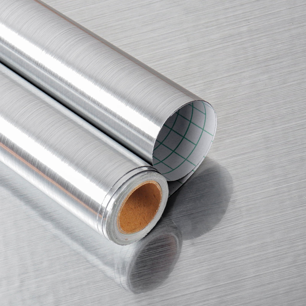 Brushed Silver Stainless Steel Self Adhesive Vinyl Film 24"x394" N5085