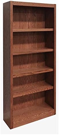 72 Tall 5-Shelf Wood Bookcase in Dry Oak N231552