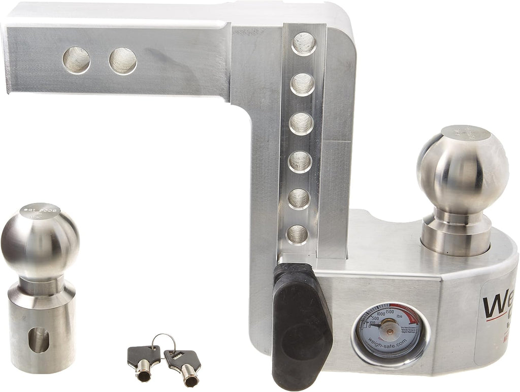6 Drop Hitch with 2 Shank, Aluminum Trailer Hitch & Ball Mount with Built-in Scale, 2 Stainless Steel Balls and Double-pin Key Lock L378