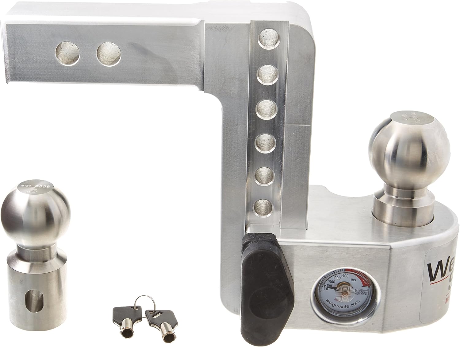 6 Drop Hitch with 2 Shank, Aluminum Trailer Hitch & Ball Mount with Built-in Scale, 2 Stainless Steel Balls and Double-pin Key Lock L378