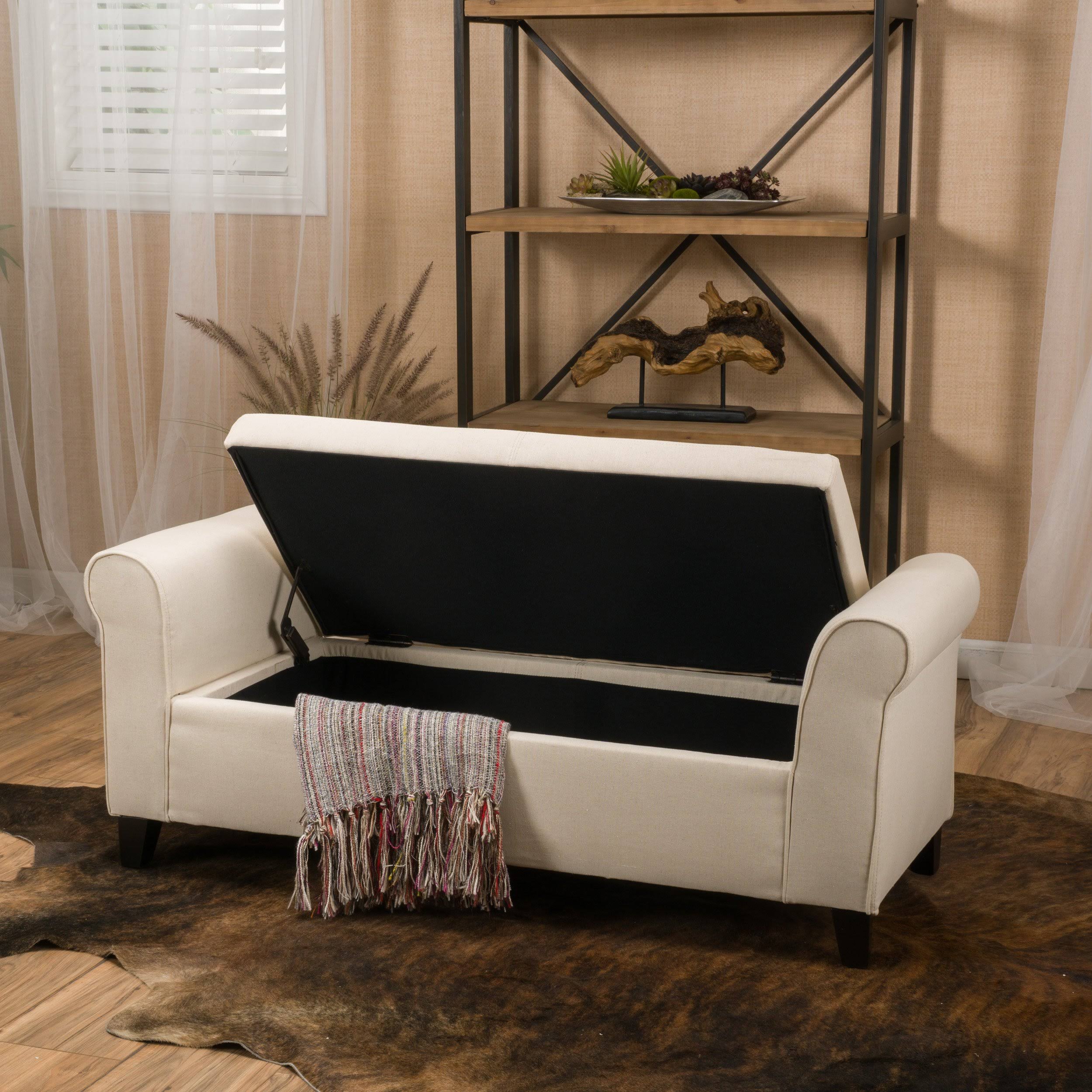 Light Blue Fabric Storage Bench W645068