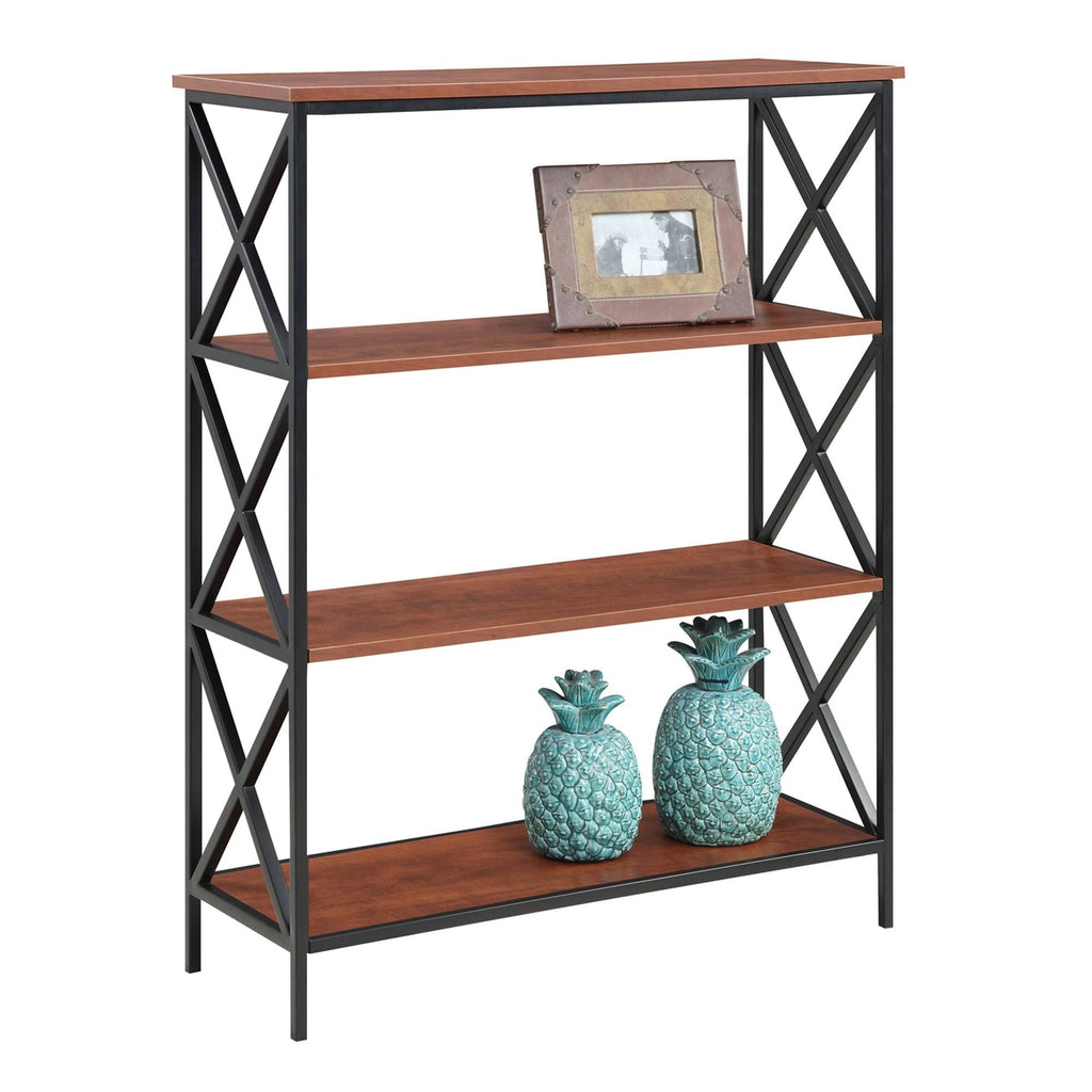 Metal and Wood 4-Shelf Bookcase Grey L7060