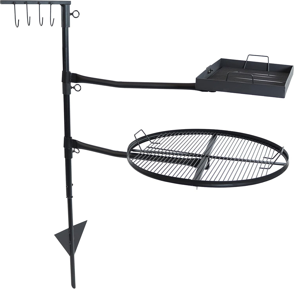 Dual Campfire Steel Cooking Grill Grate Swivel System with Stand G878