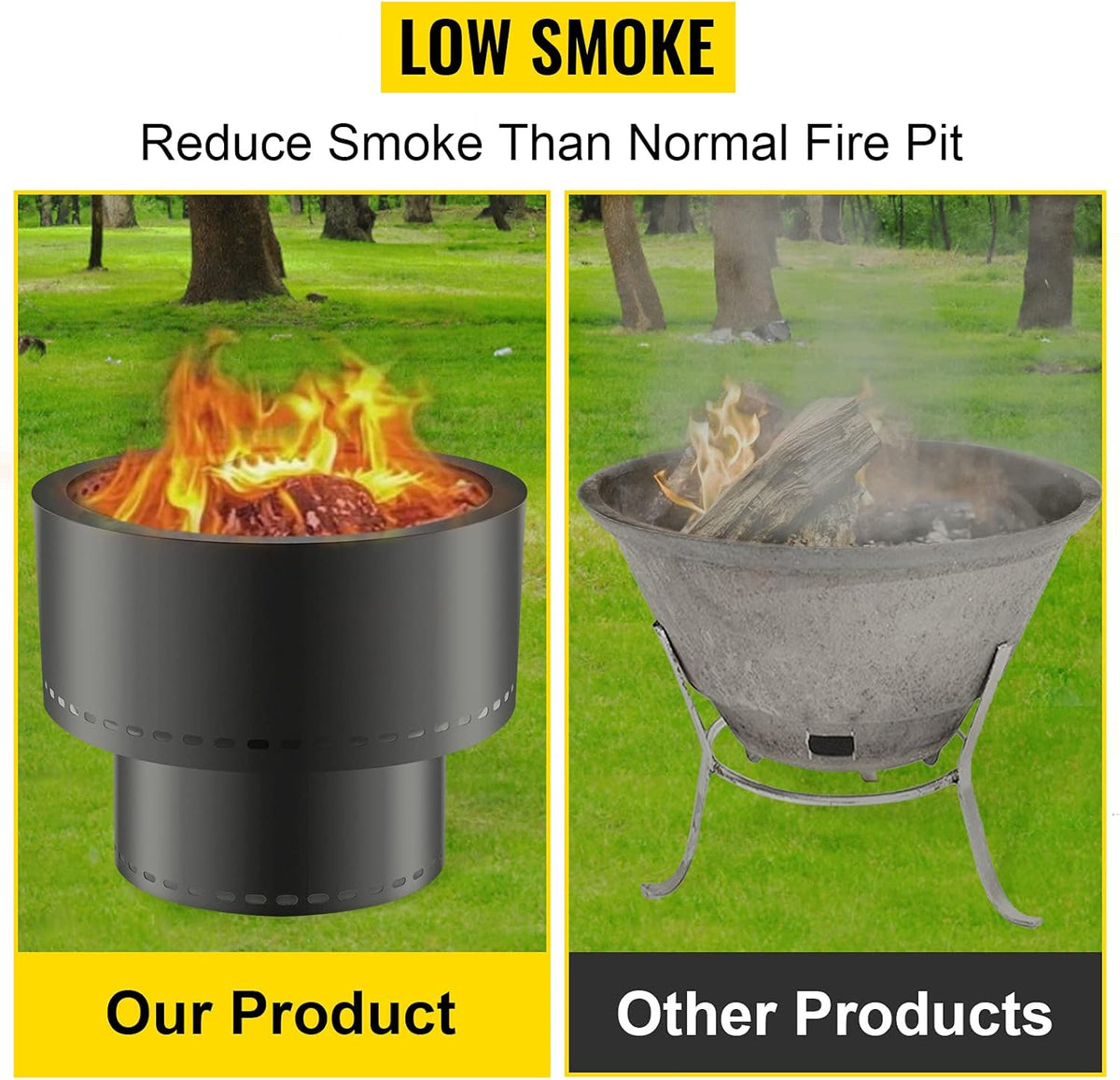 Carbon Steel Smokeless Fire Pit, 13.5 inch Diameter, Portable P5124