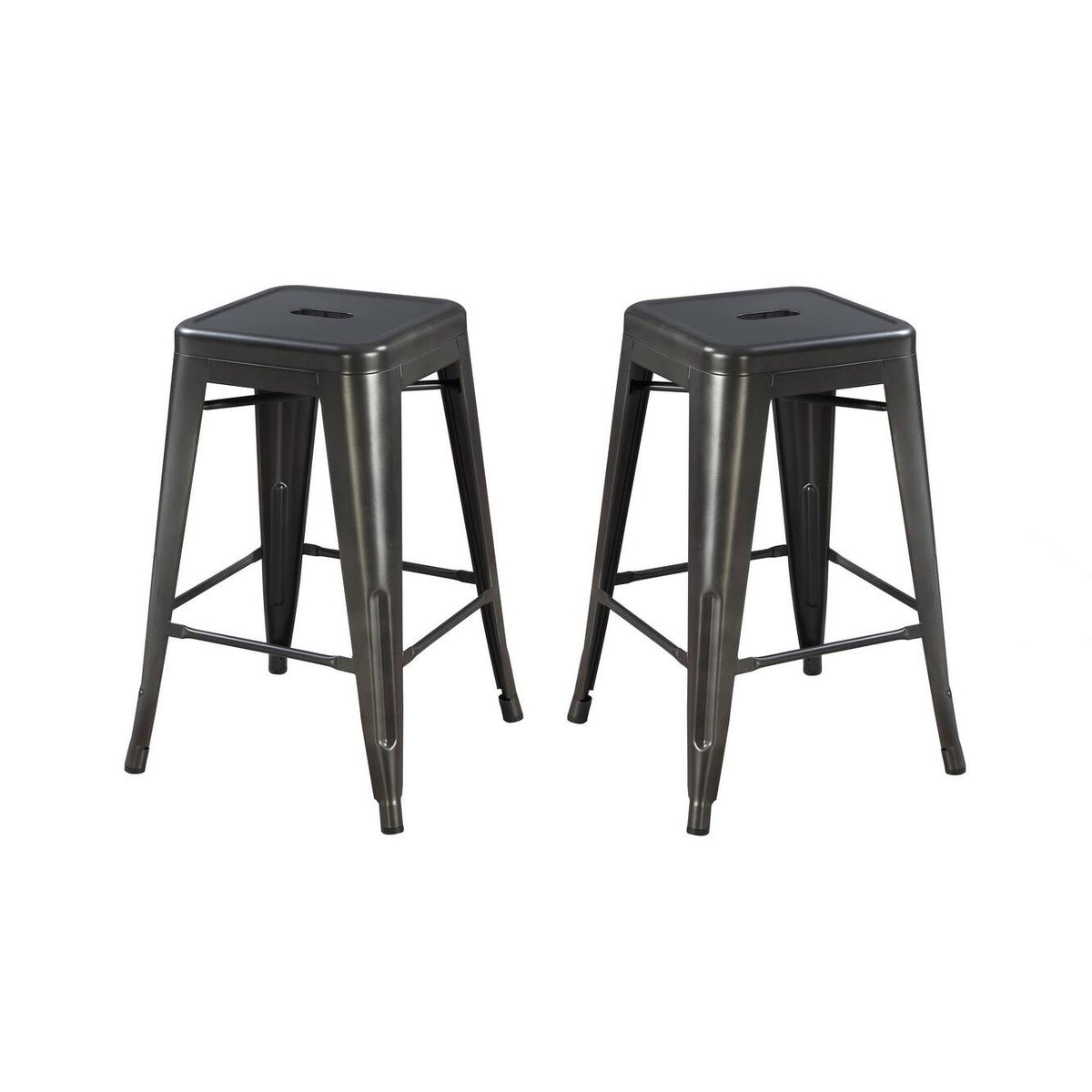 Gunmetal Grey 24-Inch Bar Stool Set of 2 E663610