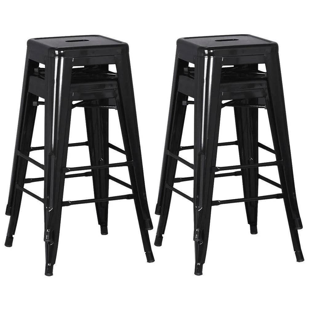 4pcs Metal Counter Bar Stool with Wood Seat I9139