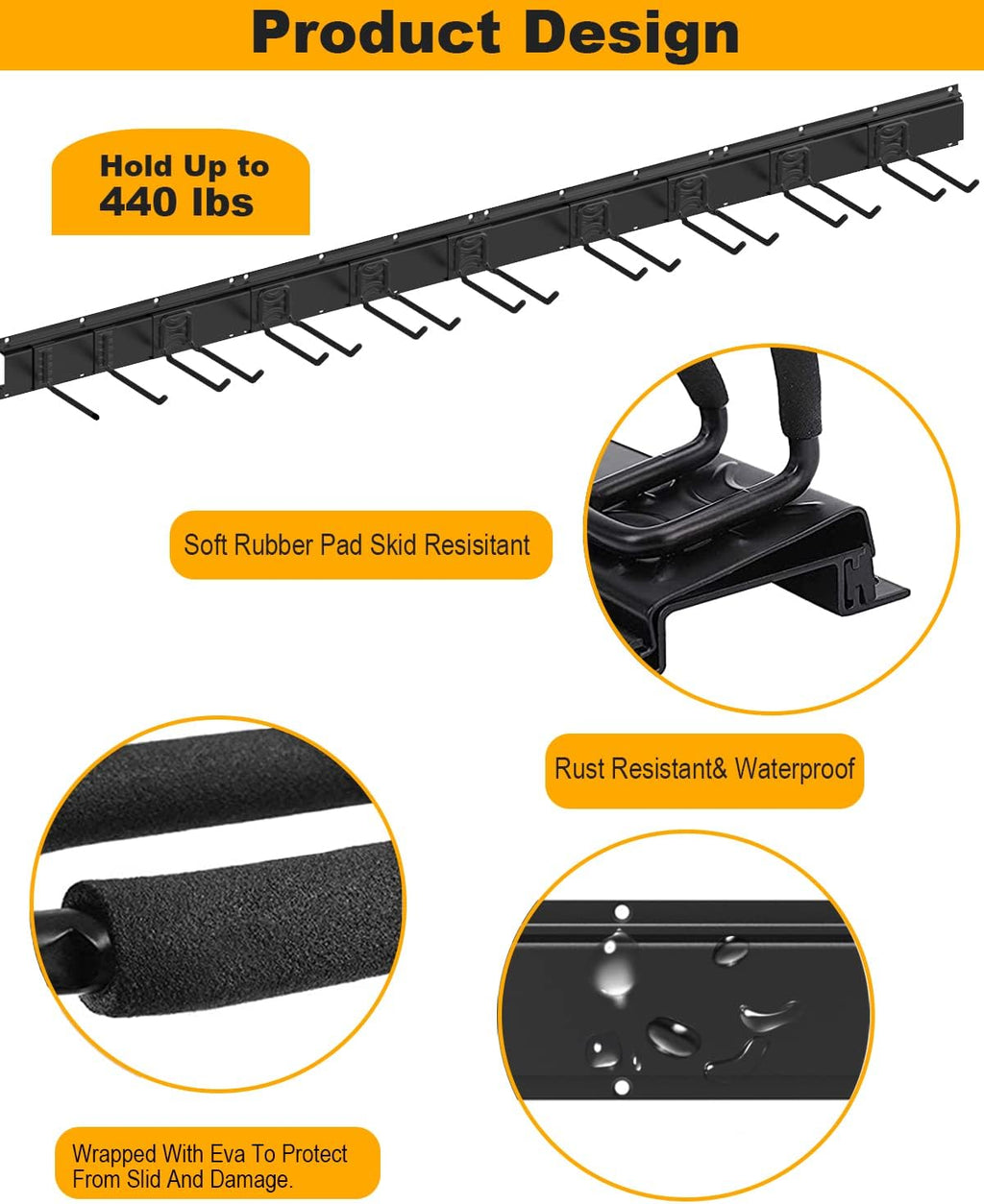 64INCH 4 Rail Aluminum Steel Wall Mount Tool Organizer, Pack of 2 X609233