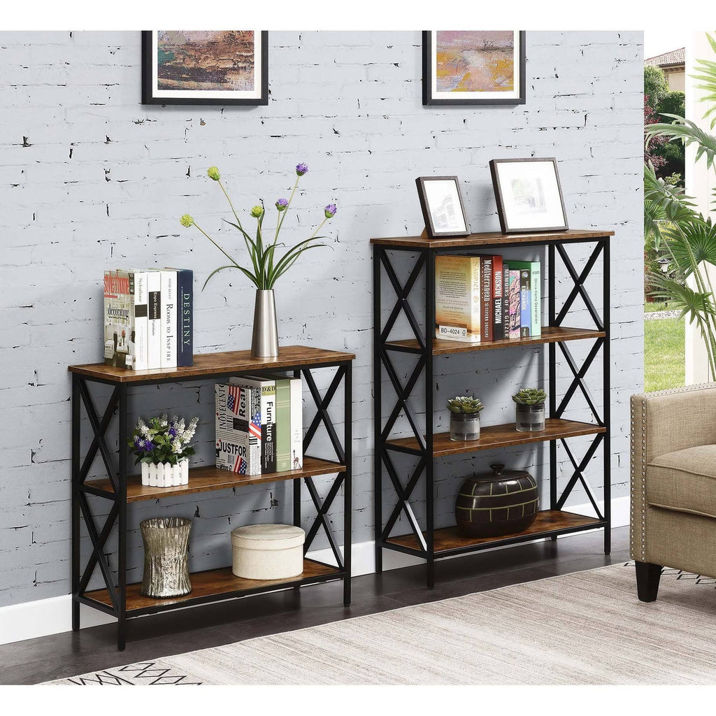 Metal and Wood 4-Shelf Bookcase Grey L7060