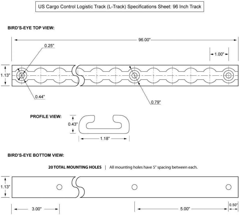Aluminum L Track 96 Inch Length Y24072