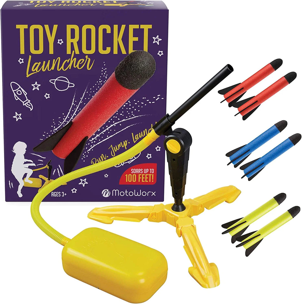 6 Colorful Foam Rockets Toy Rocket Launcher with Sturdy Launcher Stand K617