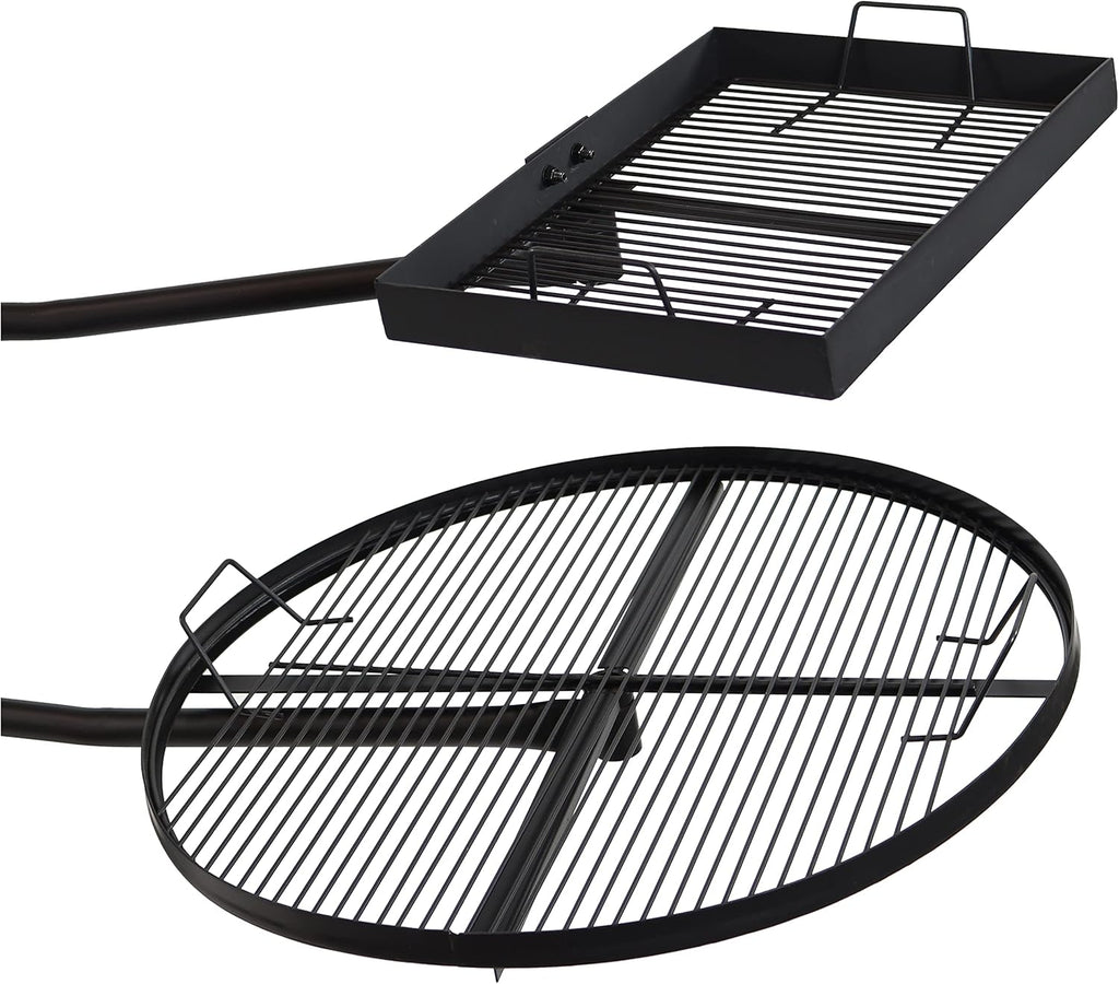 Dual Campfire Steel Cooking Grill Grate Swivel System with Stand G878