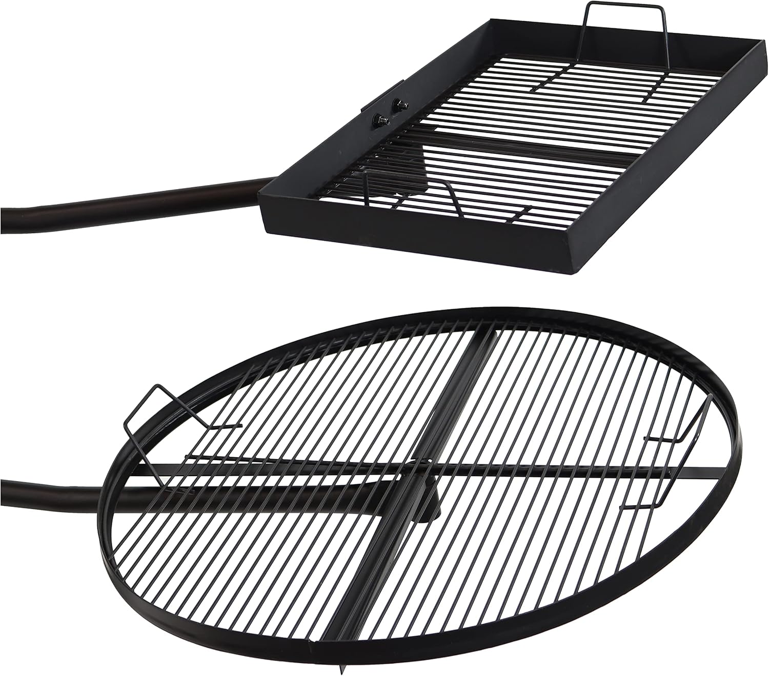 Dual Campfire Steel Cooking Grill Grate Swivel System with Stand G878