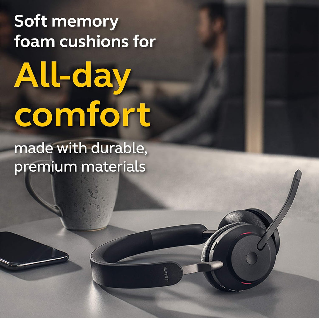 Jabra Evolve2 65 UC Wireless Headset, Stereo, Black, Bluetooth, 37 Hours Battery Life K356