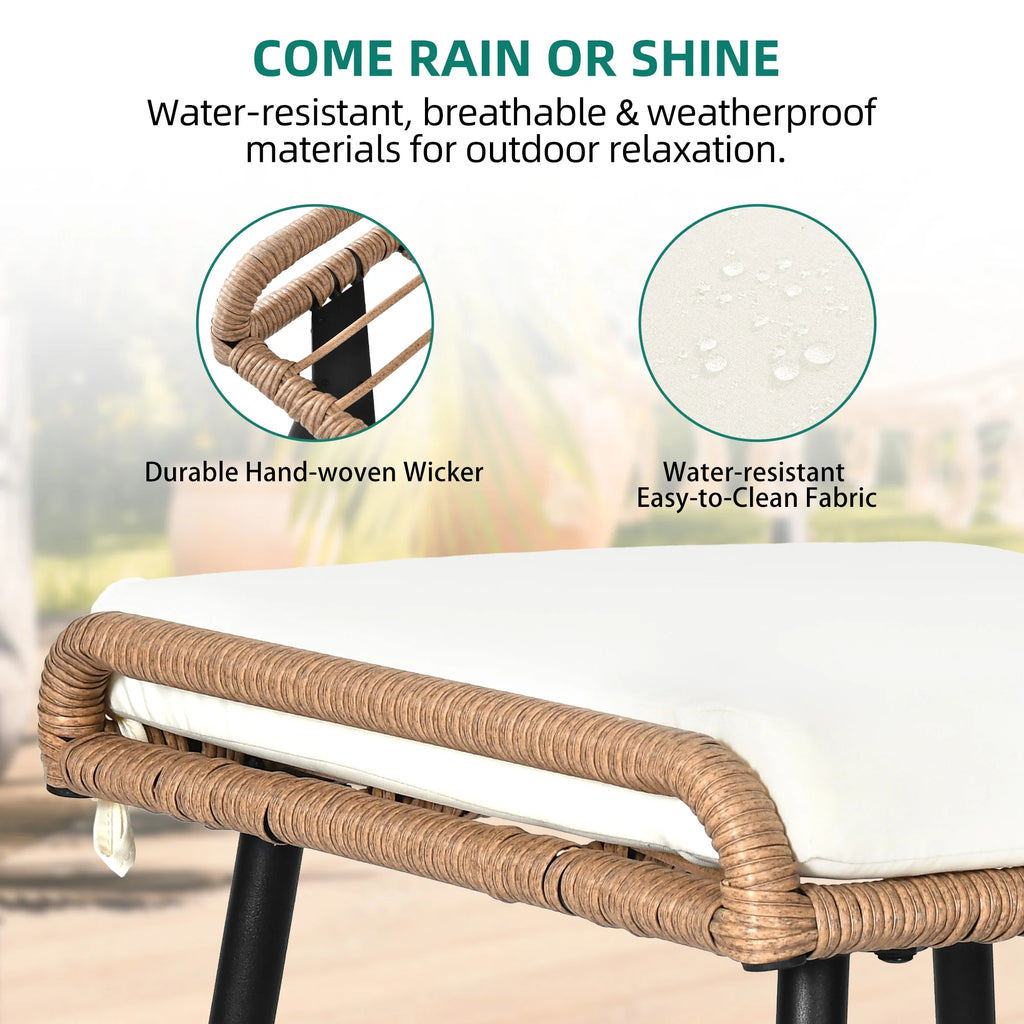Beige Set of 2 Patio Ottoman with Cushion F899675