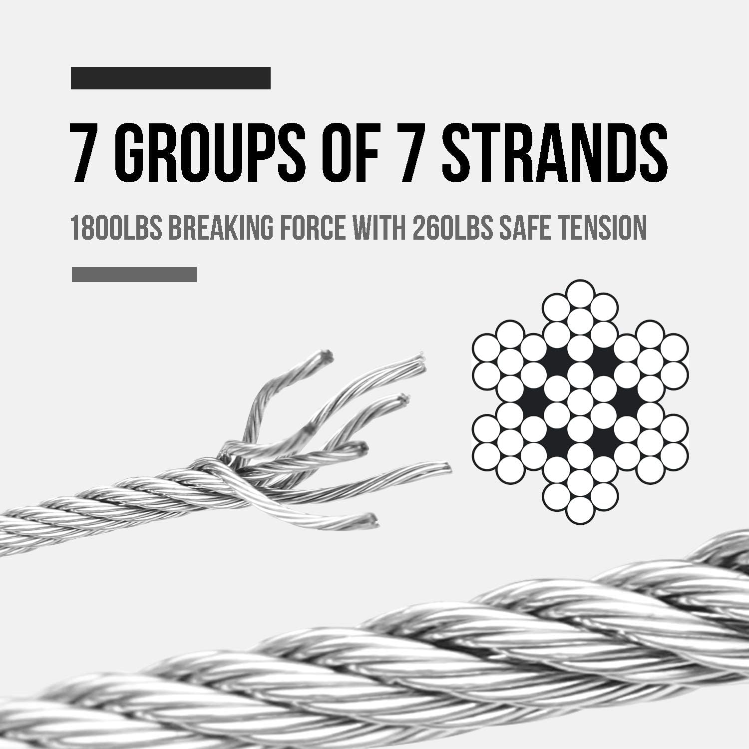 650FT 1/8 Stainless Steel Wire Rope Cable H5280