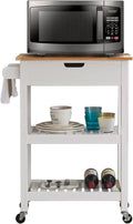 White Rolling Kitchen Cart with Storage R4915